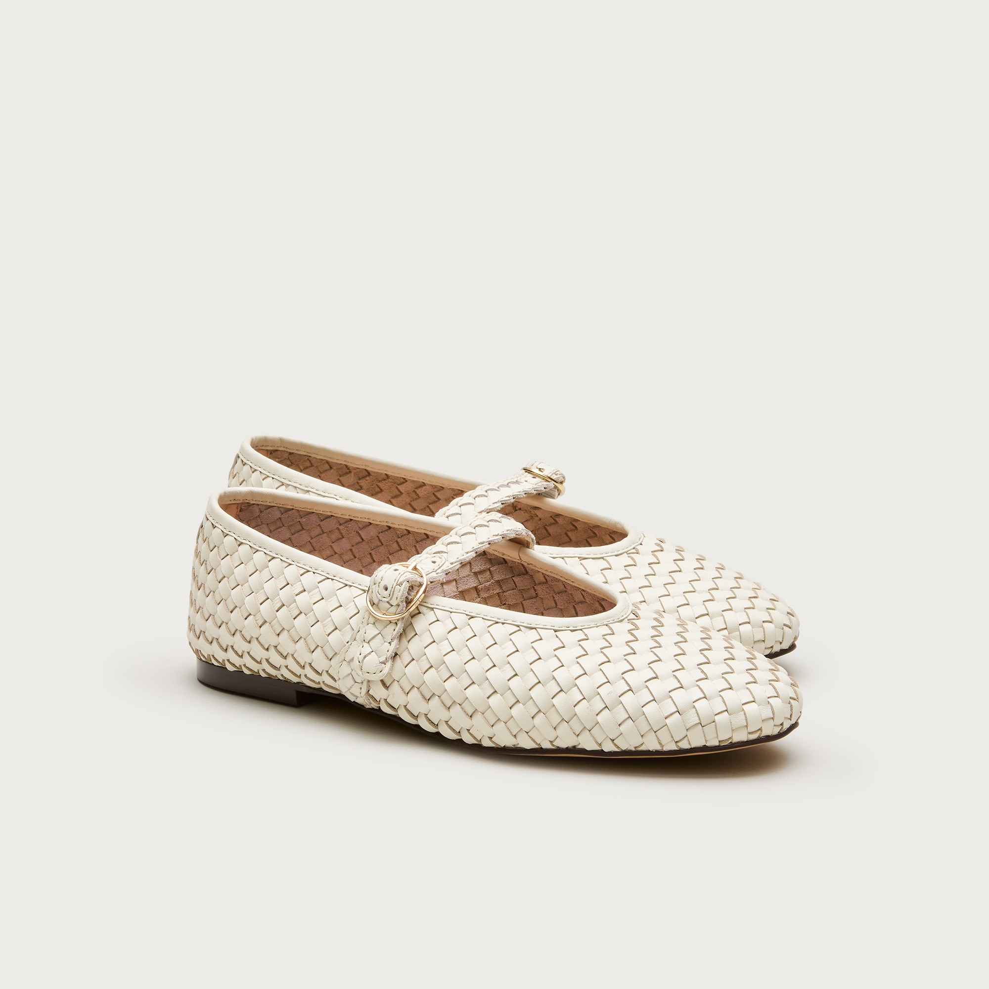 Mary Jane Ballet Flats in Woven Leather