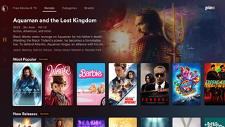 Plex rentals home page with Aquaman and the Lost Kingdom selected
