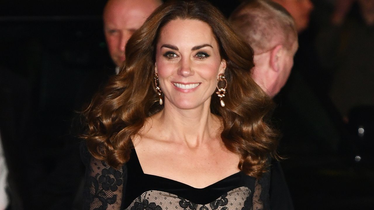 Catherine, Princess of Wales smiles as she attends the Royal Variety Performance at the Palladium Theatre