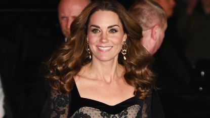 Catherine, Princess of Wales smiles as she attends the Royal Variety Performance at the Palladium Theatre