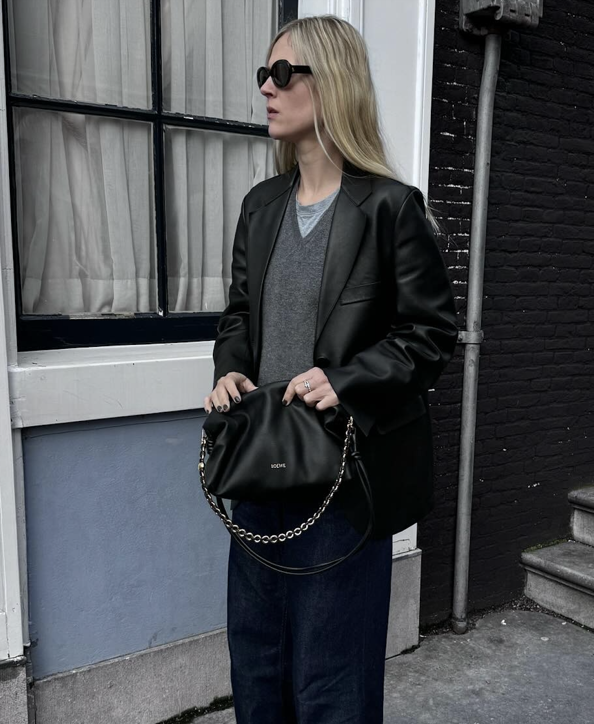 Linda wearing the Loewe Flamenco