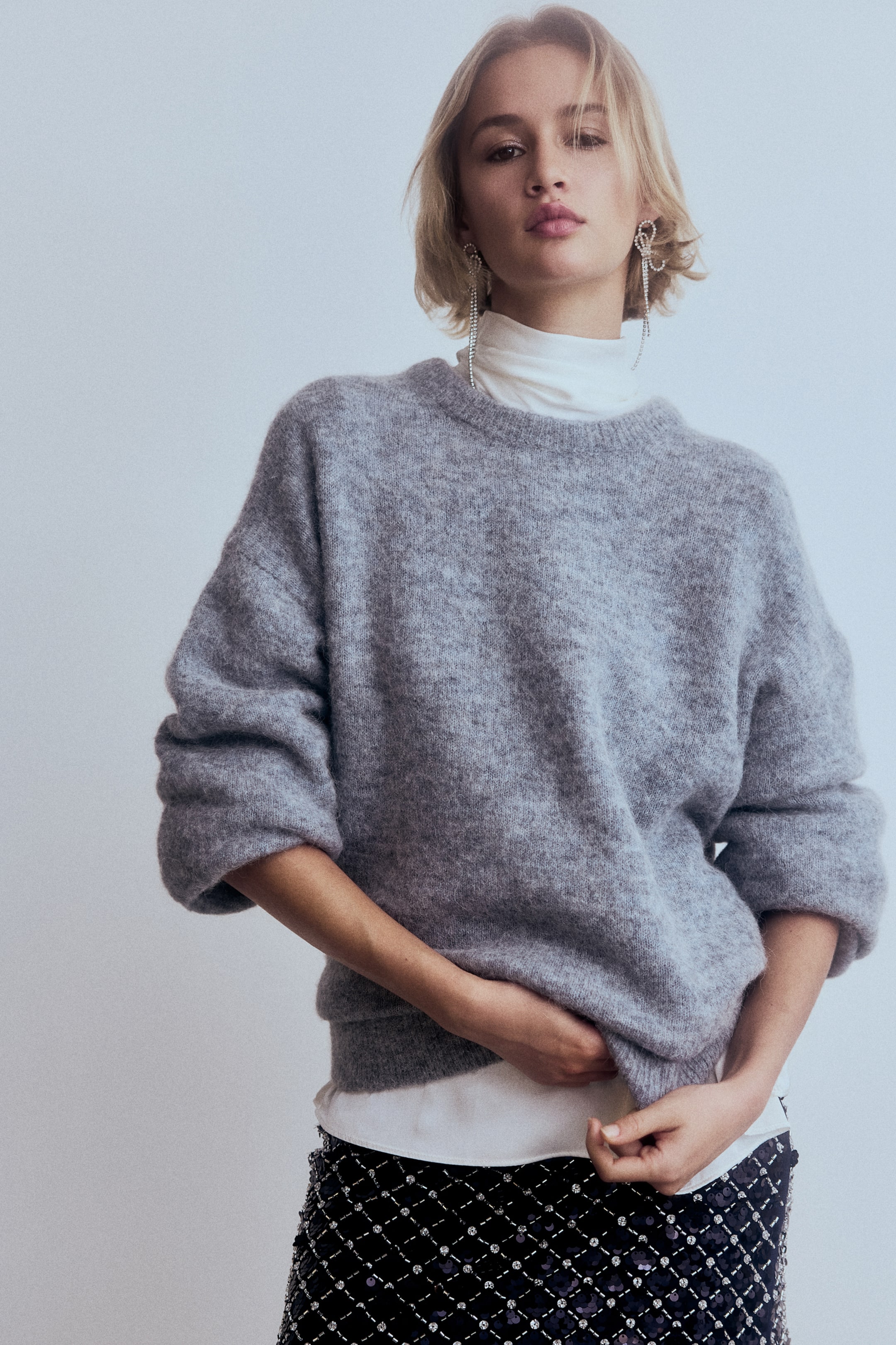 Oversized Alpaca-Blend Jumper - Dark Grey Marl