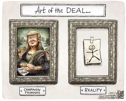 Political Cartoon U.S. Trump Trumpcare American Health Care Act Campaign Art of the Deal