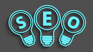 Blue SEO letters inside light bulbs