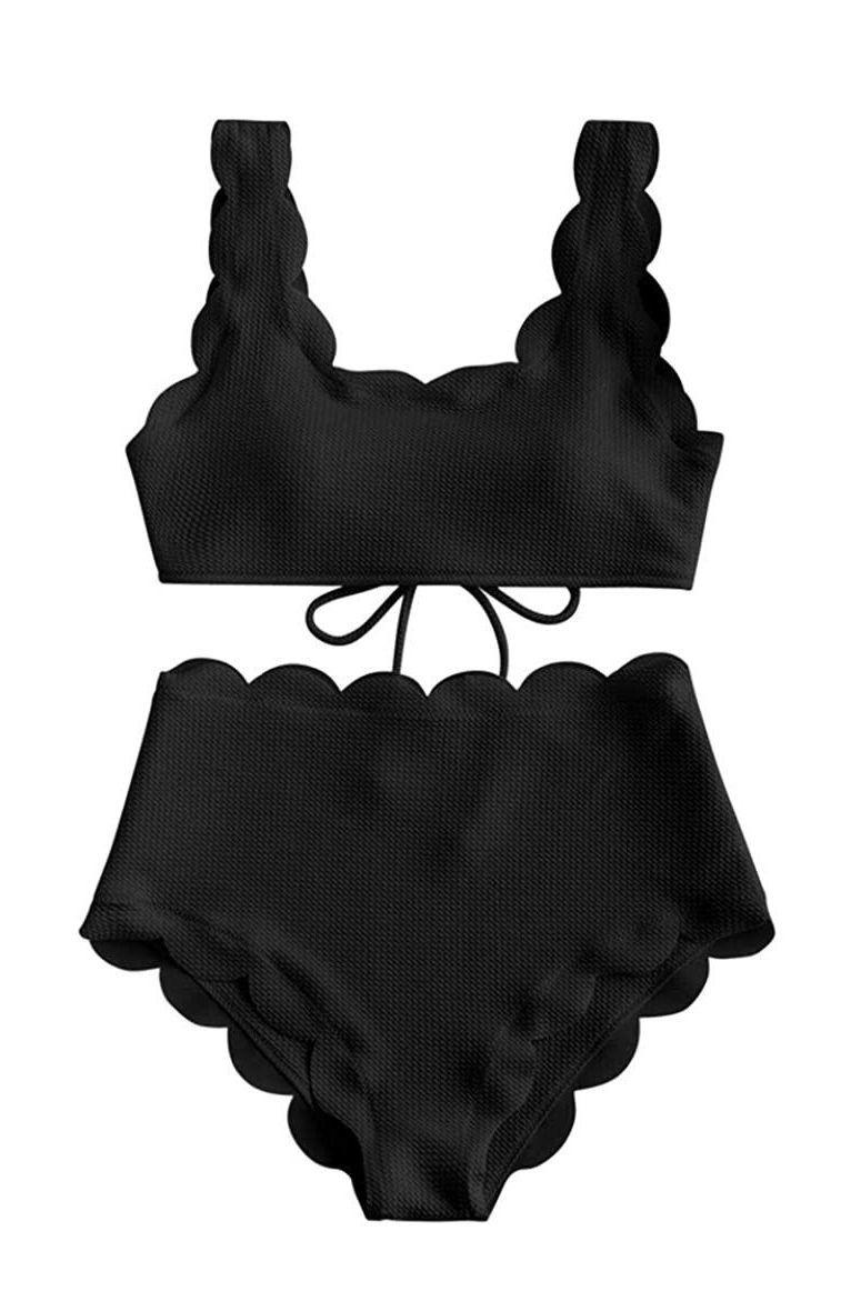 Zaful Scalloped Textured Swimwear 