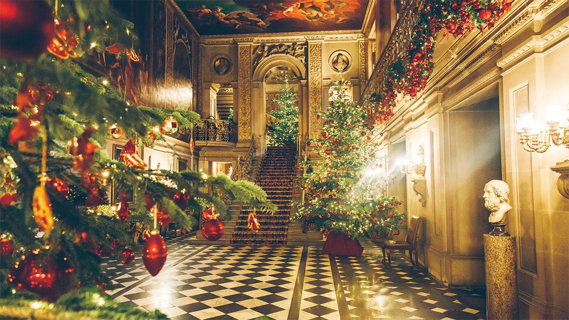 The decorated interior of Chatsworth House