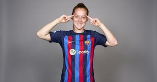 Keira Walsh of FC Barcelona poses for a photo during the FC Barcelona UEFA Women's Champions League Portrait session at Estadi Johan Cruyff on September 29, 2022 in Barcelona, Spain.