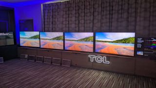 TCL C-series 2025 mini-LED TV displaying geyser on screen 