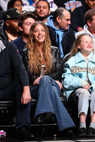 Sydney Sweeney attends a game between the New York Knicks and the Brooklyn Nets on January 21, 2025 at Barclays Center in Brooklyn, New York.