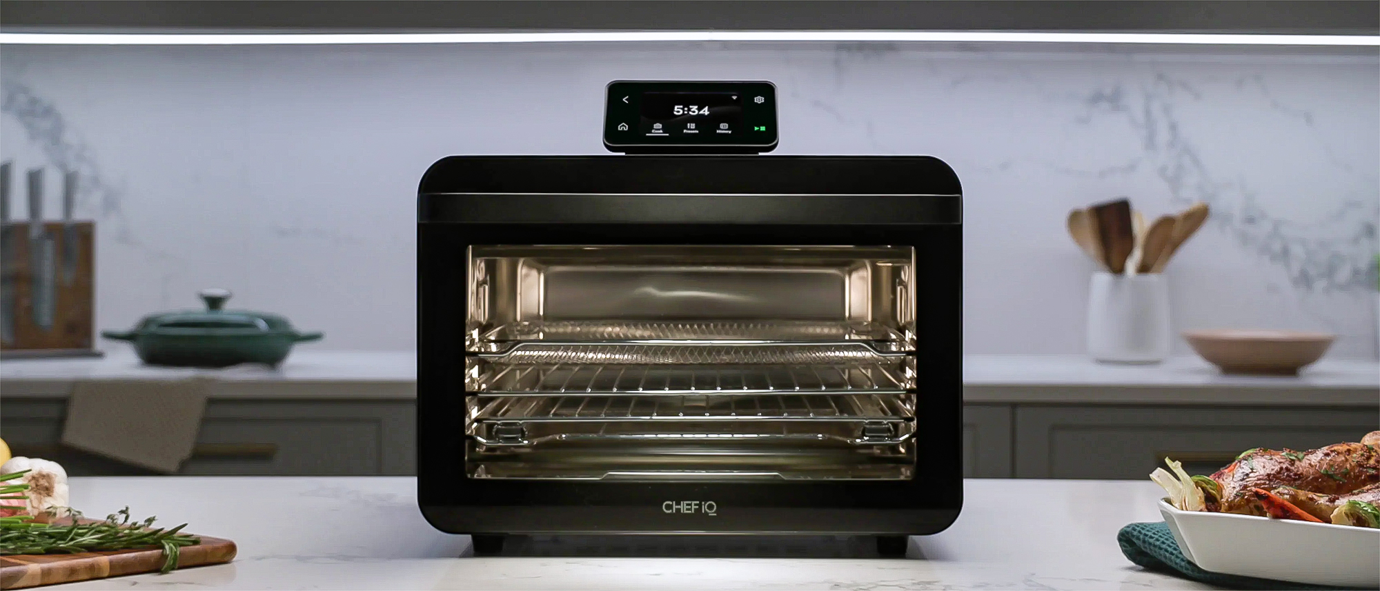 CHEF iQ MiniOven on a kitchen counter