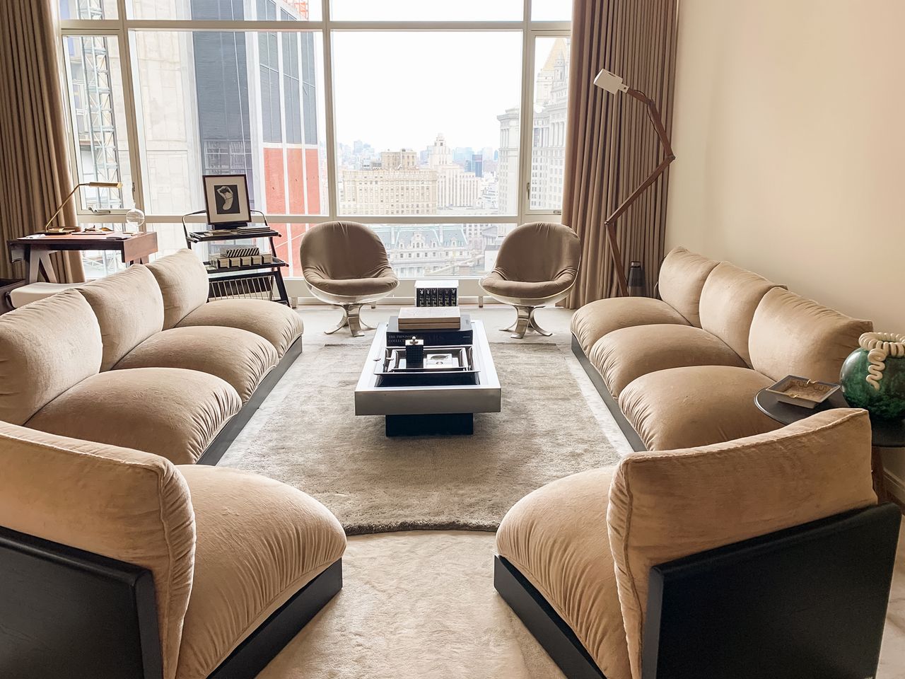 A living room with plump couches for a hygge interior design feel