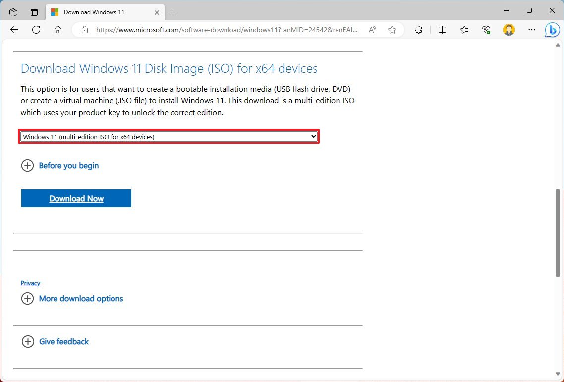 Descarga ISO de Windows 11 versión 23H2