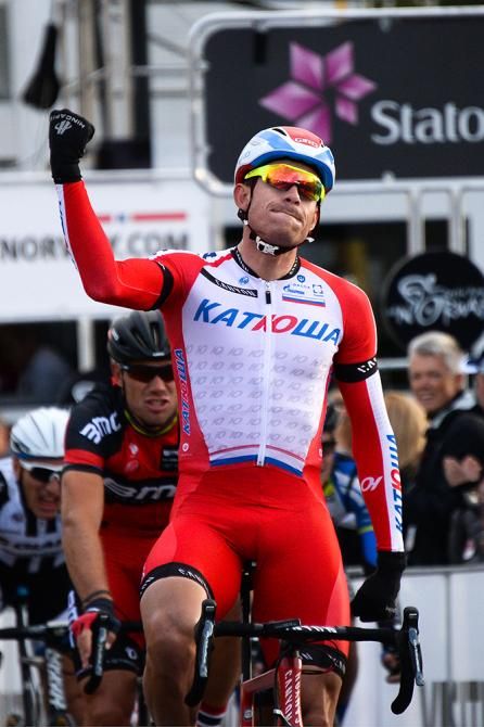 Alexander Kristoff (Katusha) celebrates the win