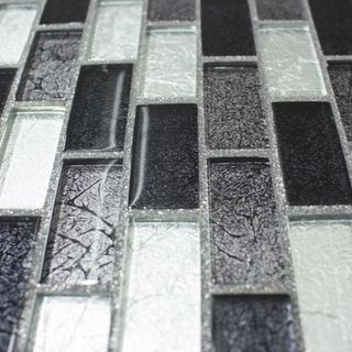 patterned black and white metallic mosaic effect tiles