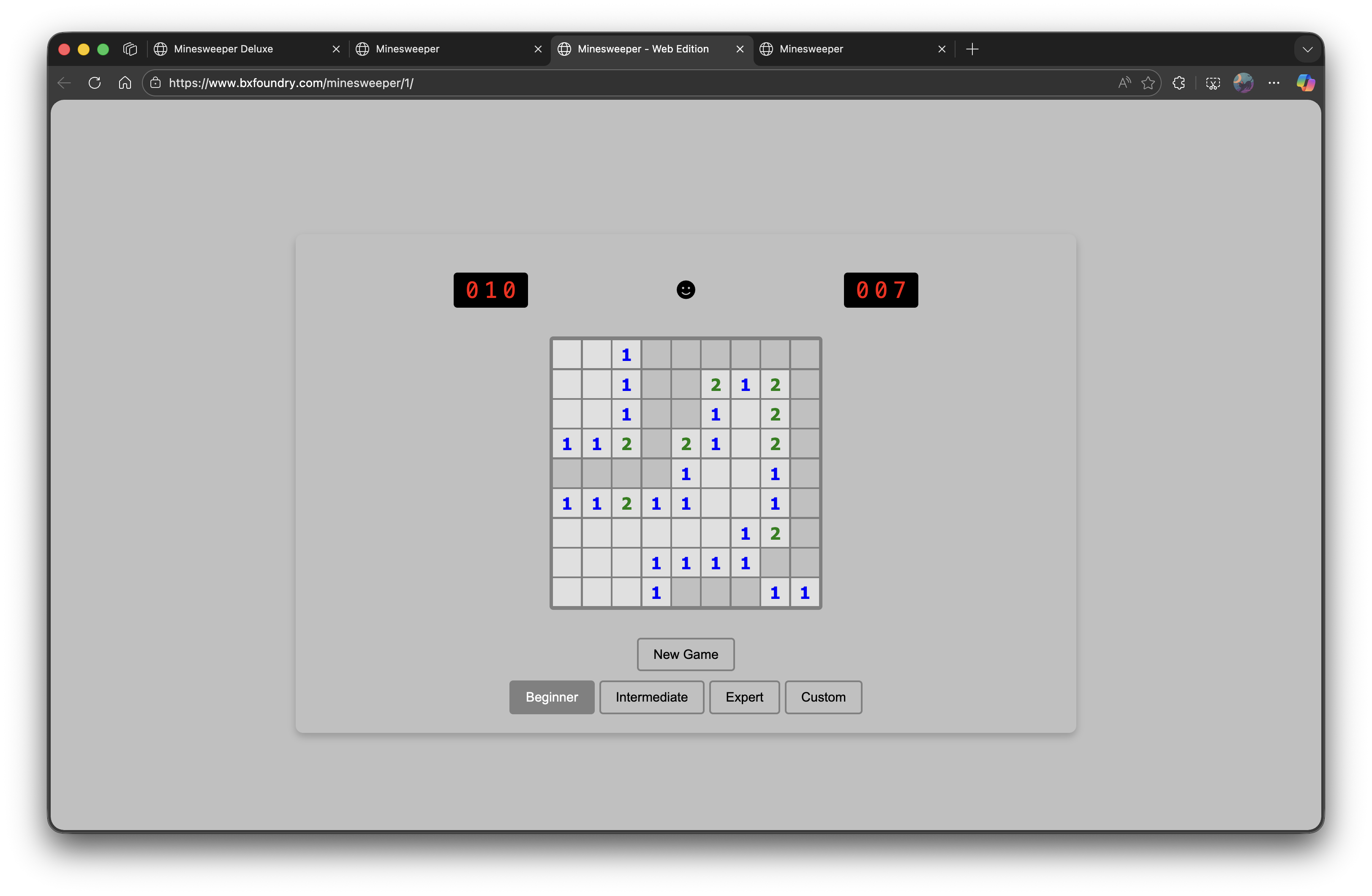 Minesweeper clone built by Mistral Vibe, running on desktop