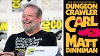 Matt Dinniman, author of “Dungeon Crawler Carl”, shown next to the book cover.