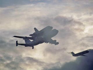 Endeavour Flying with Chase Plane