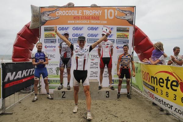 Urs Huber celebrates winning the Crocodile Trophy