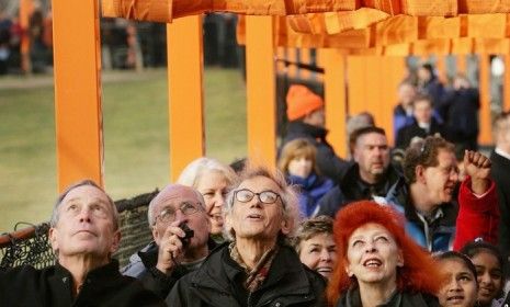 Some call Christo&amp;#039;s installation art unsafe. Here the artist is pictured with his late wife and partner Jeanne-Claude at the opening of The Gates in New York City.