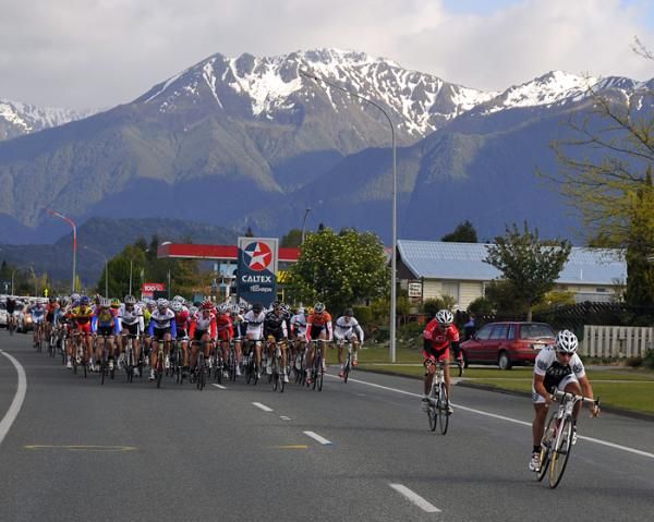 Alex Ray of Bici Vida takes a flyer at the start of Stage 8.