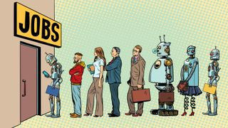 competition of people and robots for jobs.