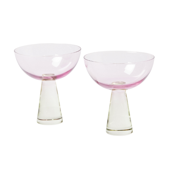 Yara Sculptural Pink Cocktail Glasses Set of Two | Oliver Bonas