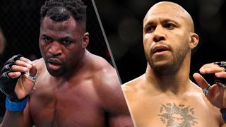 Francis Ngannou (seen fighting Stipe Miocic) and Ciryl Gane (seen fighting Derrick Lewis) will face off at the UFC 270 live stream
