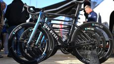 Decathlon AG2R La Mondiale team bikes lined up at GP La Marseillaise 