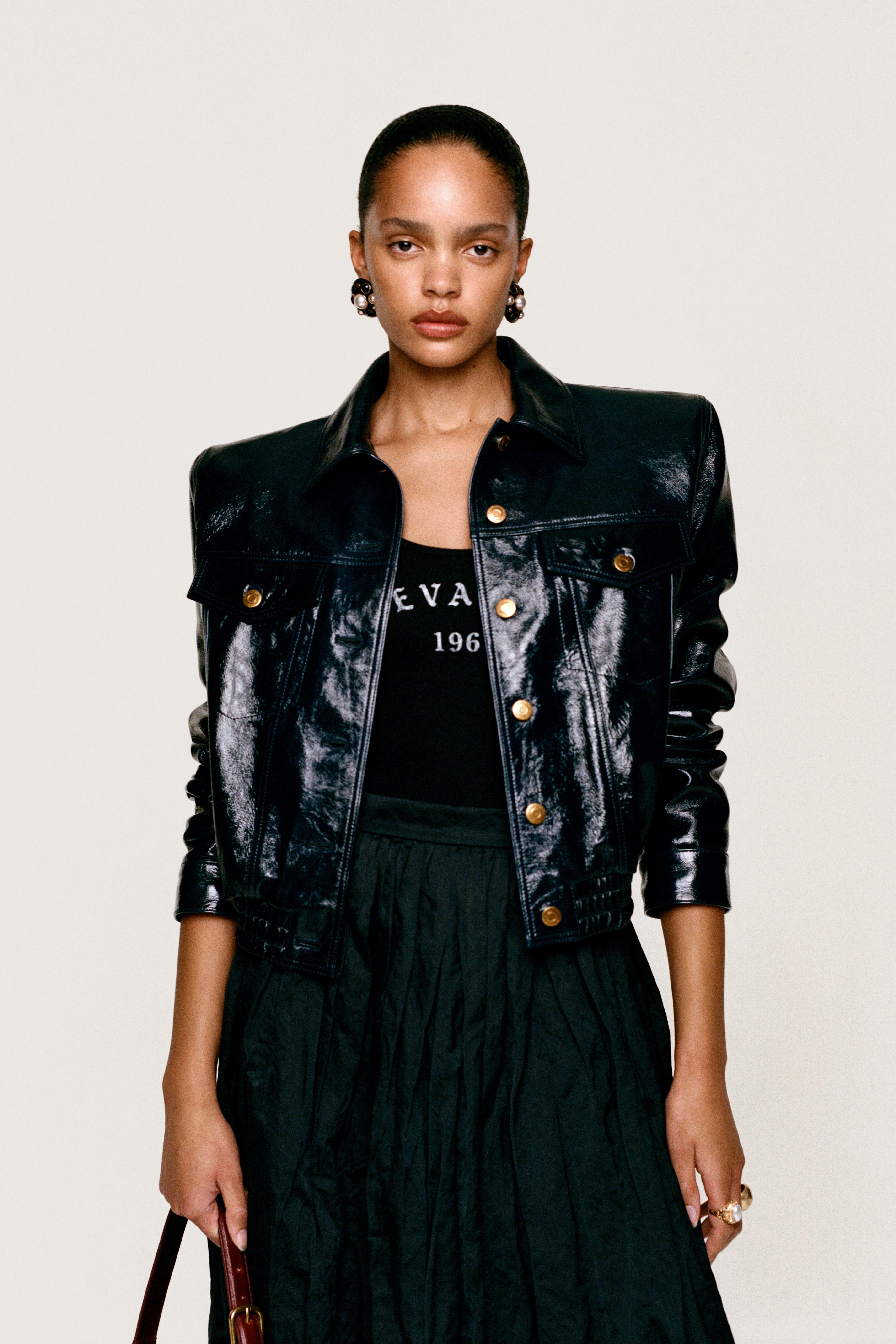 Leather Jacket With Shoulder Pads Willy Chavarria X Zara