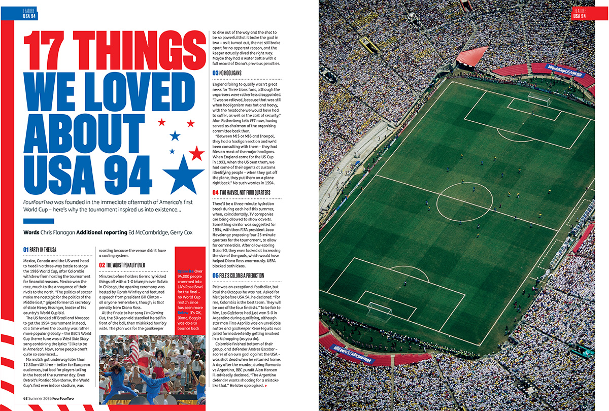 Pages from the July 2026 issue of FourFourTwo magazine