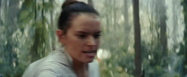 Rey (Daisy Ridley) works on her lightsaber skills
