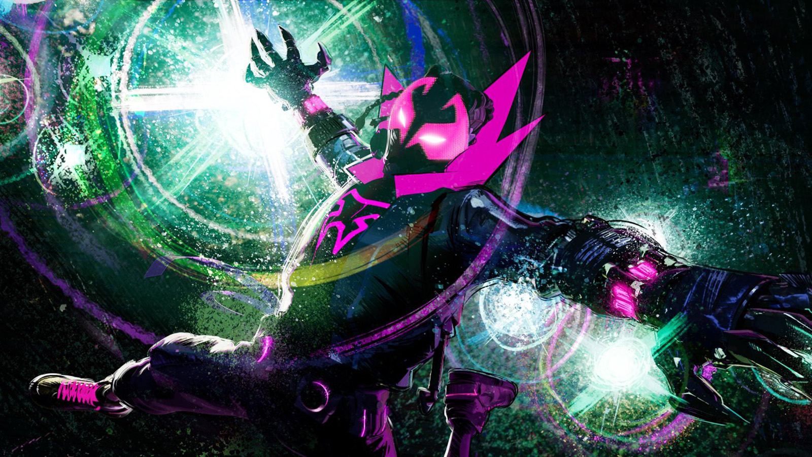 The Prowler preparing to strike someone off-camera in Spider-Man: Beyond the Spider-Verse