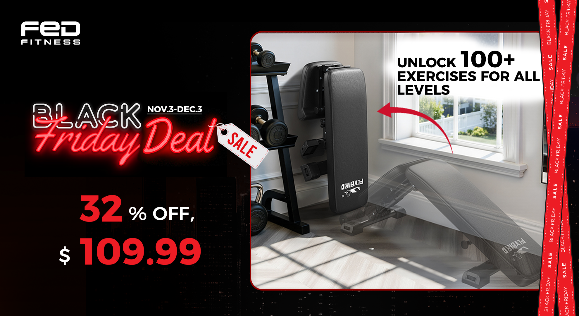 FED Fitness Black Friday deals featuring exercise equipment