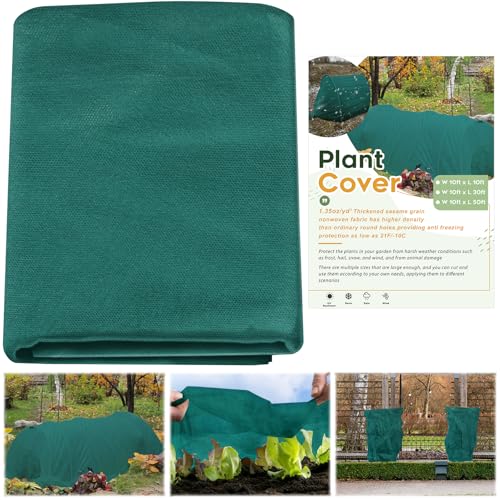 Nng 10x30ft Plant Covers Freeze Protection Frost Blankets 1.35oz/yd&amp;sup2; Non-Woven Fabric Floating Row Cover Plant Blanket Protector Garden Winterize for Winter Outdoor Plants,vegetables