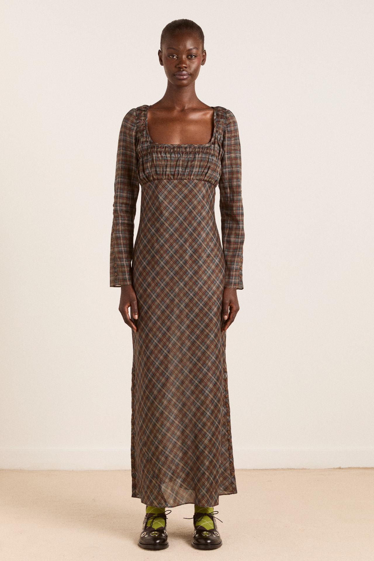 Marissa Sheer Midi Dress - Multi Check