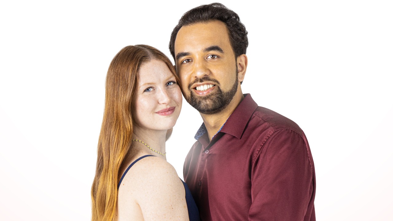 Catie and Josh in their cast photo