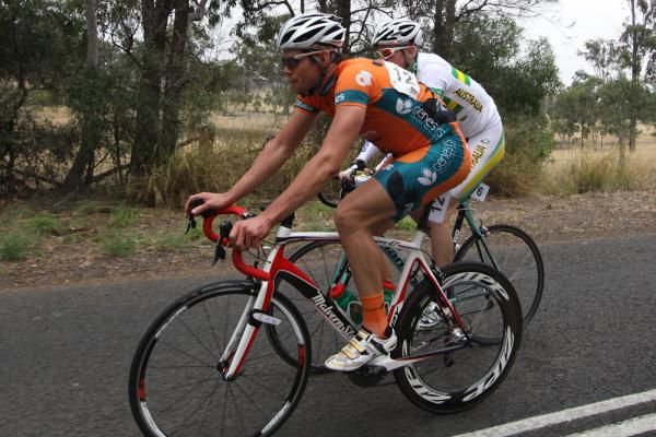 Kyle Marwood leads the peloton on stage 3 of Tour of Toowoomba.