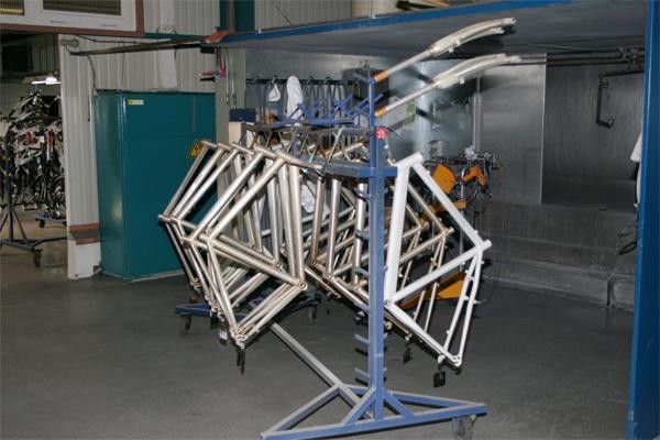 Other frames waiting to be coated in the paint shop