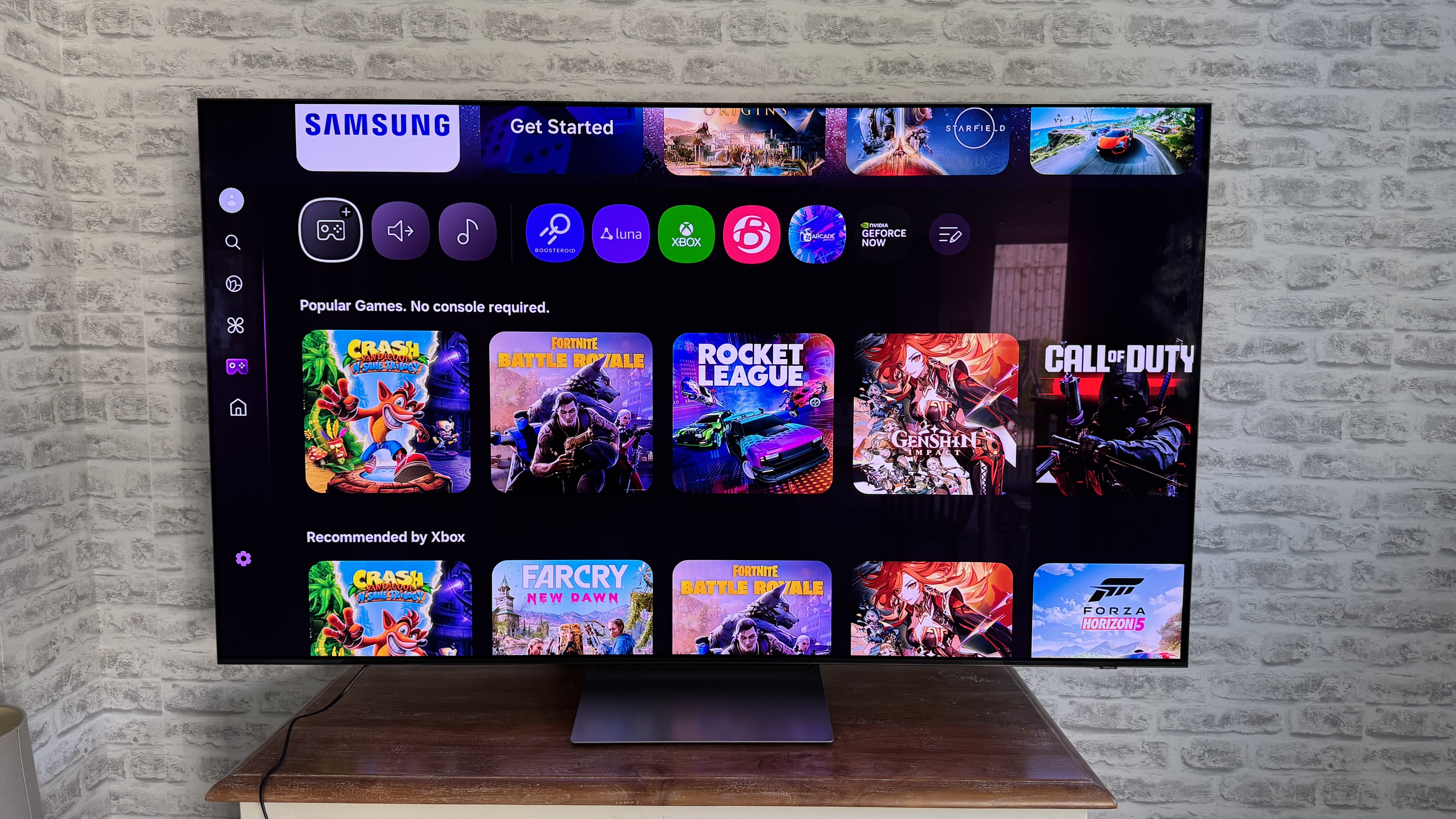 Samsung S90F's Tizen 9.0 smart TV homescreen is rich with content