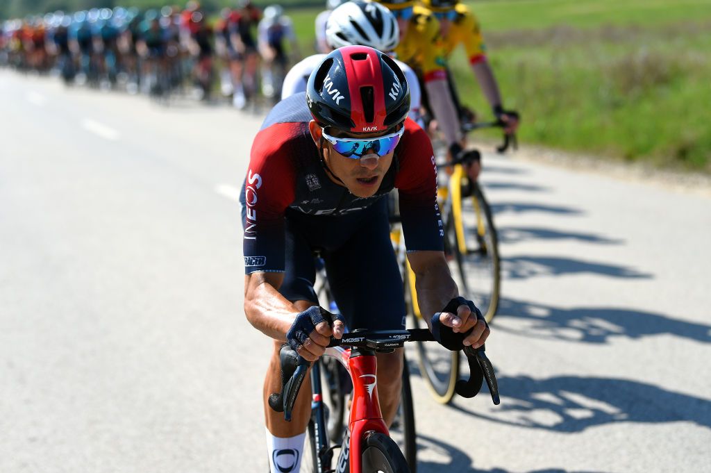 HAJDSZOBOSZL HUNGARY MAY 12 Andrey Amador Bikkazakova of Costa Rica and Team INEOS Grenadiers competes during the 43rd Tour de Hongrie 2022 Stage 2 a 192km stage from Karcag to Hajdszoboszl tourdehongrie on May 12 2022 in Hajdszoboszl Hungary Photo by Dario BelingheriGetty Images