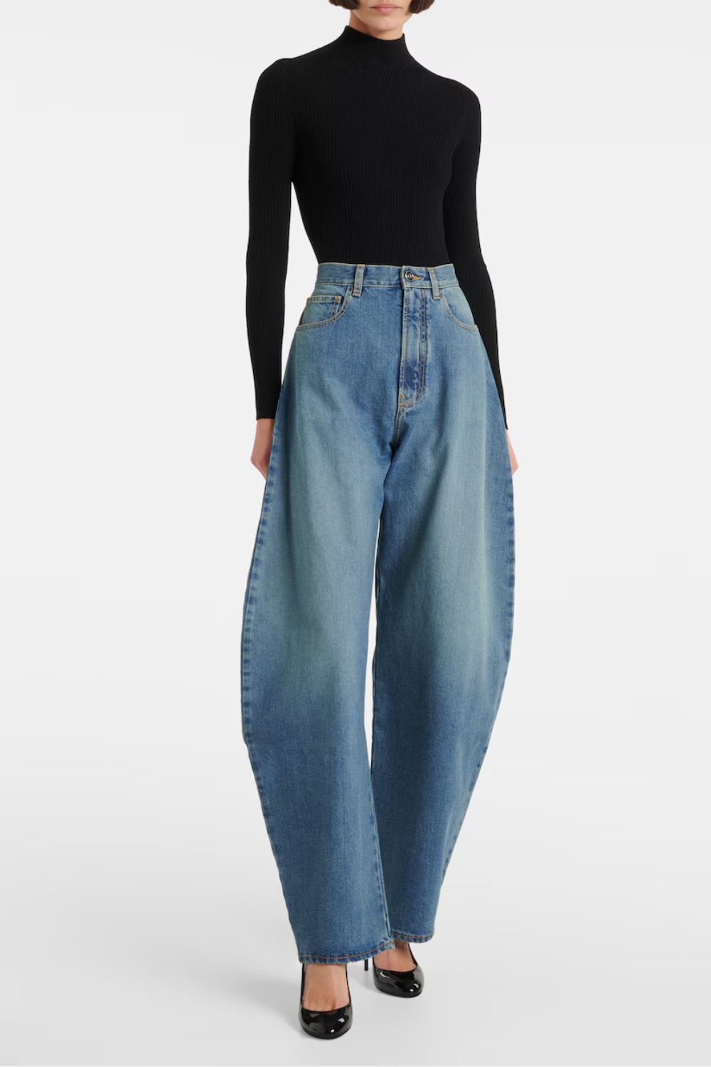 Alaia High-rise barrel-leg jeans