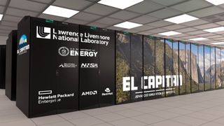 A still from a YouTube video showing the El Capitan supercomputer at the Lawrence Livermore National Laboratory.