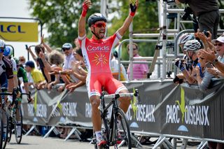 Nacer Bouhanni (Cofidis) celebrates his first Critérium du Dauphiné stage win