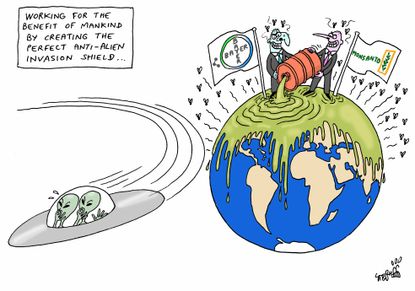 Editorial Cartoon World Bayer Monsanto environment pollution