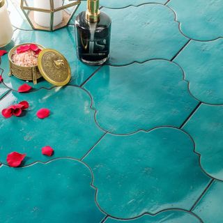 turquoise floor tiles from Wayfair