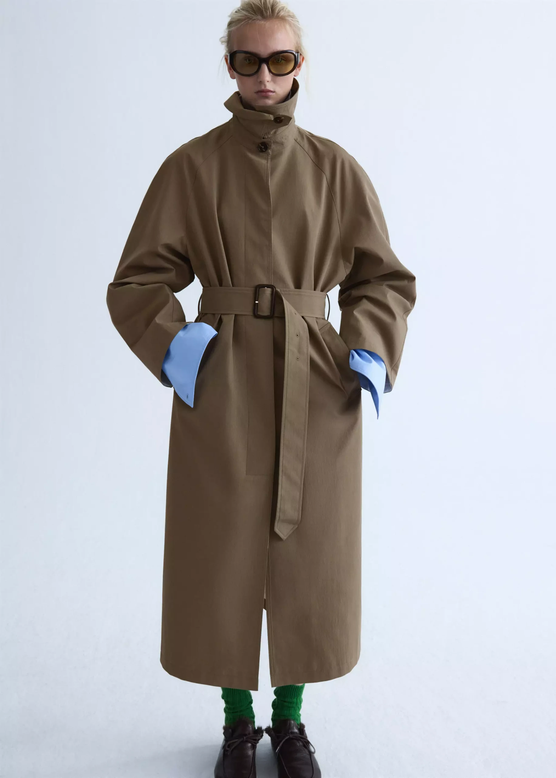 Oversized Trench Coat With Belt - Women | Mango Usa