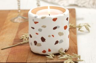 Easy crafts for kids illustrated by terrazzo candle holder