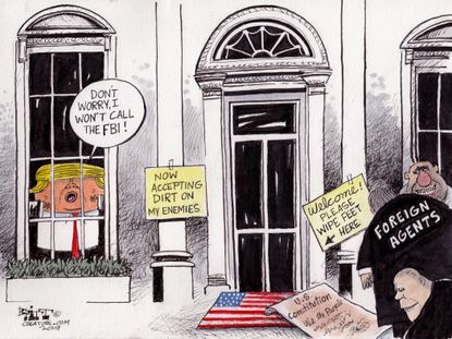 Political Cartoon U.S. Trump White House FBI Foreign Dirt Election