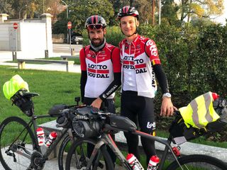 Thomas De Gendt and Tim Wellens set off on their long ride home to Belgium from Il Lombardia
