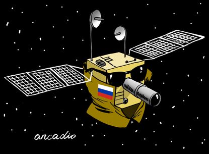 Editorial Cartoon U.S. Russia satellite spying USA security